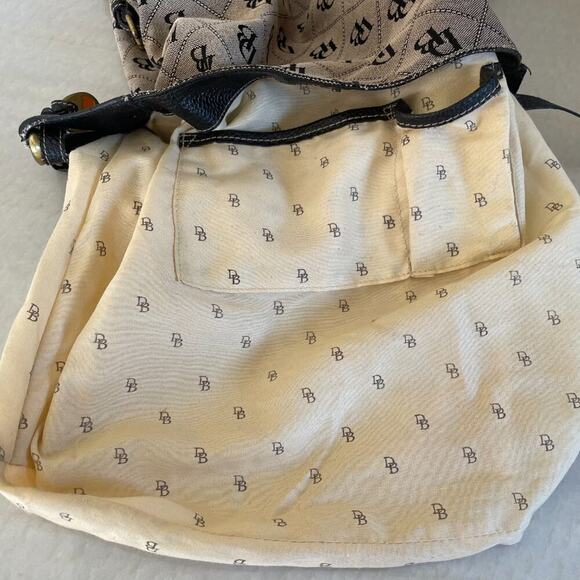 Dooney & Bourke Tan Signature Canvas Brown Leather Trim Bucket/Shoulder Bag - Picture 10 of 16